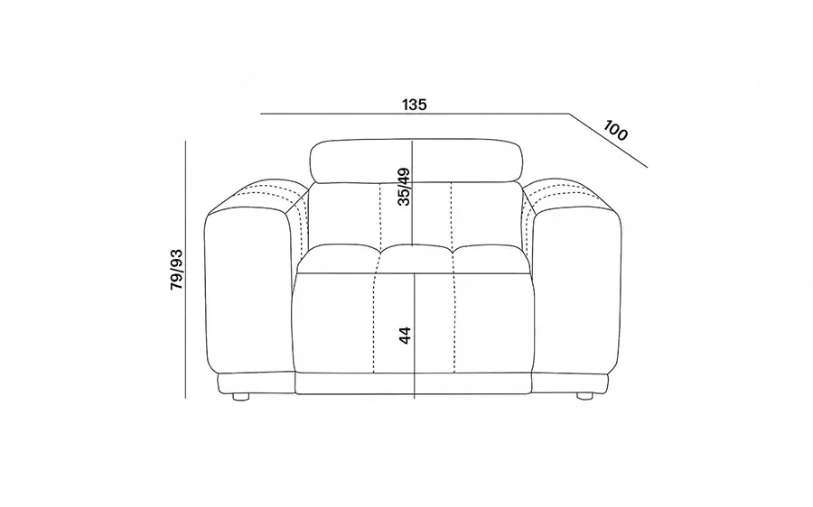 AUSTIN Armchair dimensions drawing